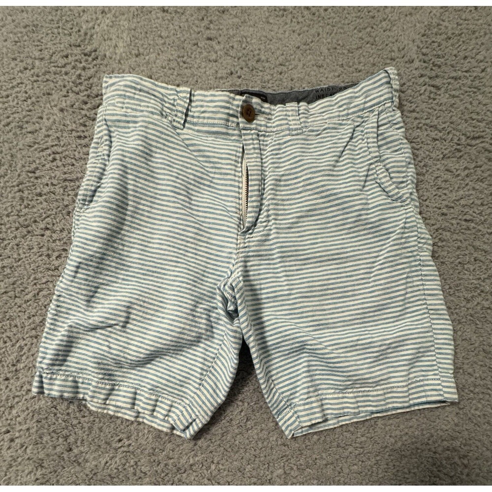 J Crew Stanton Blue Striped Pockets Casual Flat Front Chinos Shorts Mens Size 29